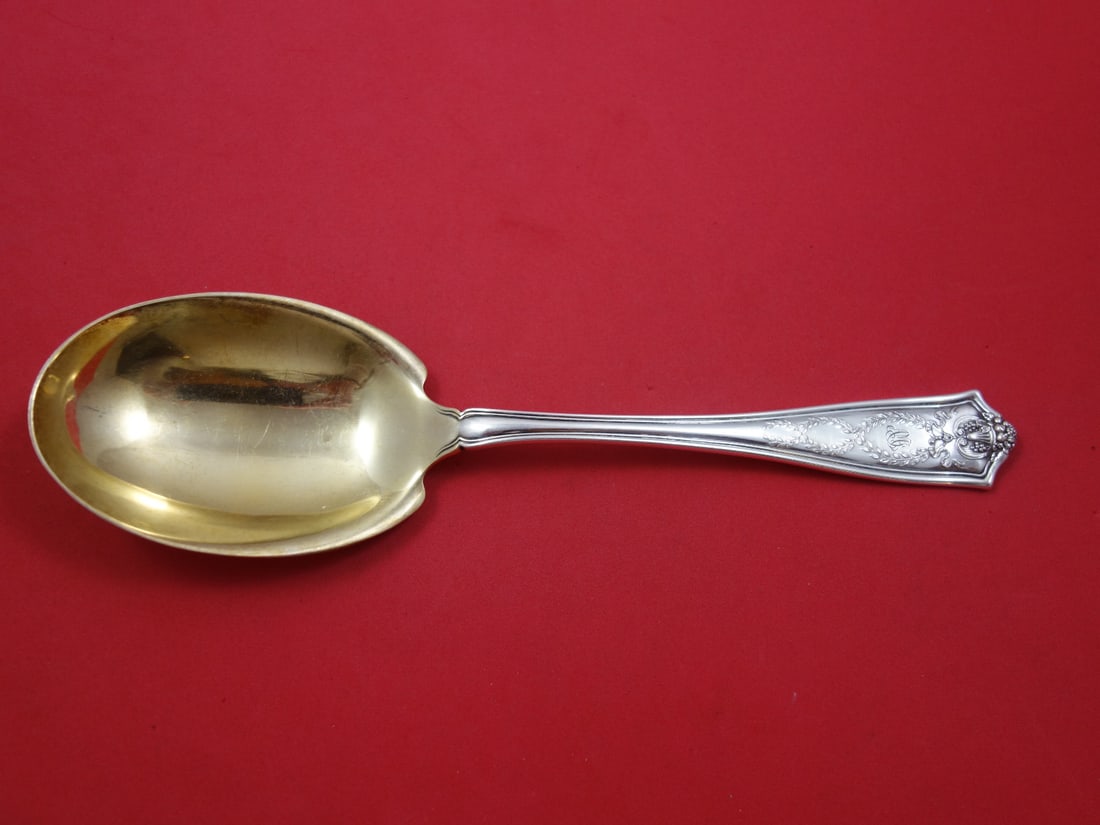 Tiffany & Co. Winthrop Sterling Silver Berry Spoon Gold Wash 9 1/4" (1 of 1)