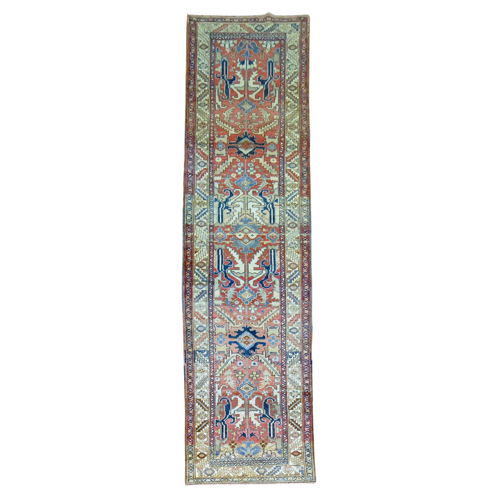 Heriz Serapi Wool Runner Rug 3'6 x 15'10 Rustic Persian Circa 1920 (1 of 6)