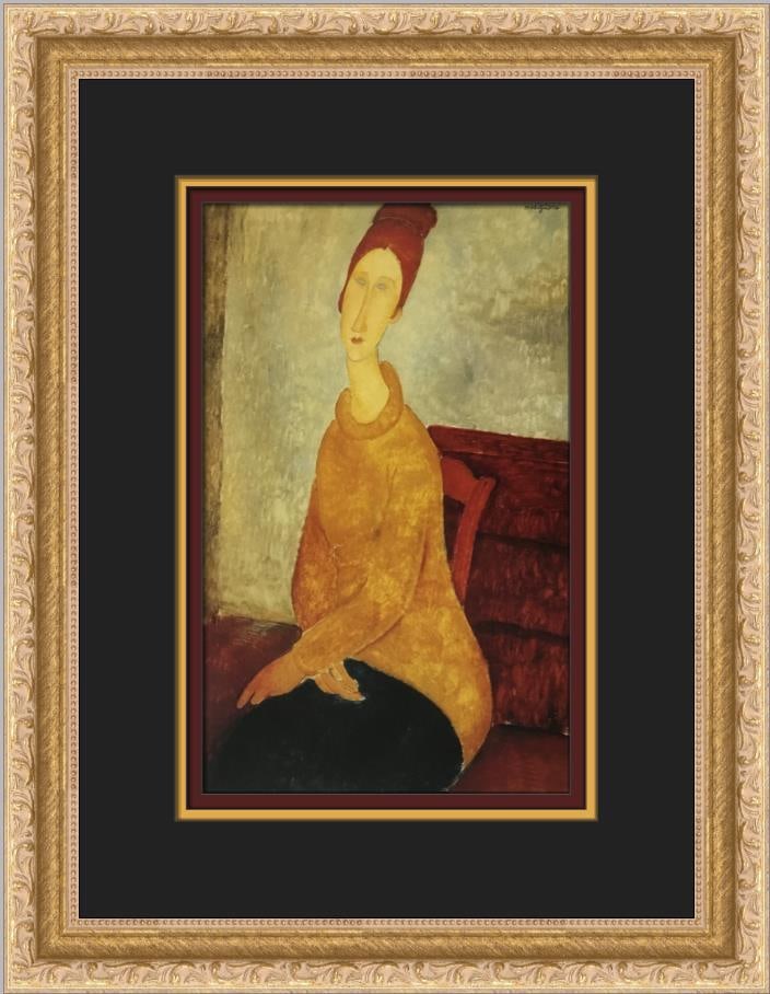 Amedeo Modigliani Jeanne Hebuterne Yellow Sweater Custom Framed Print 16x12: Amedeo Modigliani Jeanne Hebuterne Yellow Sweater Custom Framed Print 16x12 This stunning custom framed print features Amedeo Modigliani's renowned artwork, "Jeanne Hebuterne in a Yellow Sweater." The