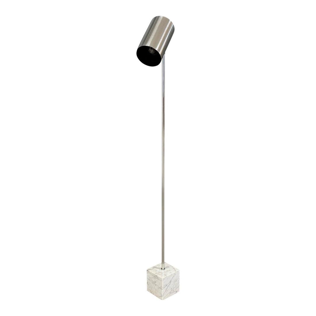 Mid Century Chrome and Marble Floor Lamp in Sonneman Style: Mid Century Chrome and Marble Floor Lamp in Sonneman Style This stunning mid-century modern floor lamp features a sleek chrome finish and a sturdy marble base, echoing the iconic style of Robert Sonne