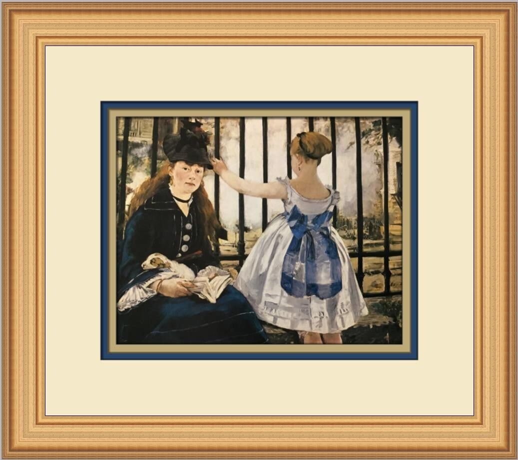 Edouard Manet Gare Saint-Lazare Custom Framed Print 12 x 14 Impressionism: Edouard Manet Gare Saint-Lazare Custom Framed Print 12 x 14 Impressionism This stunning custom framed print features Edouard Manet's iconic work, "Gare Saint-Lazare." The piece captures the essence of