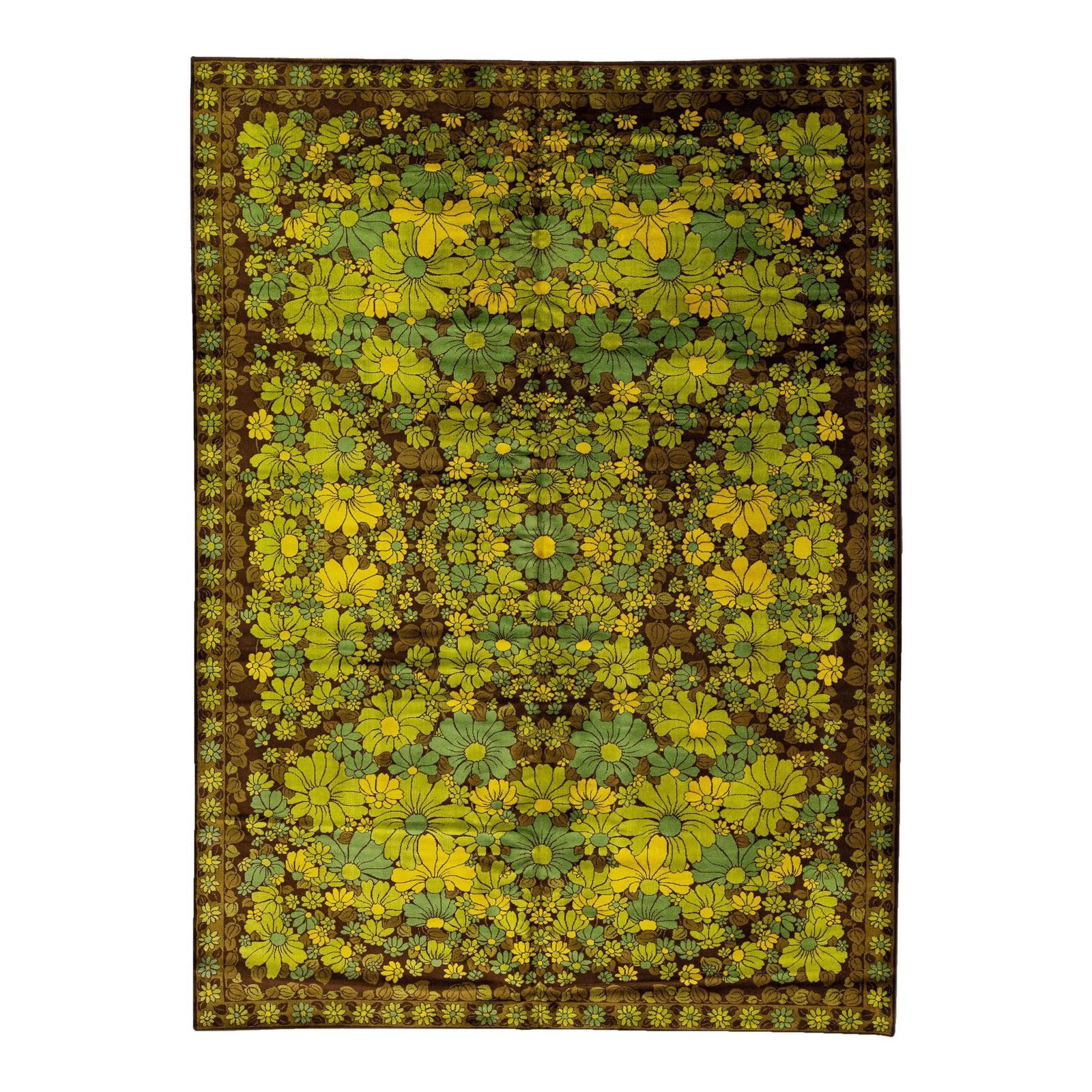 Art & Crafts Handmade Floral Wool Rug 8'1 x 11'3 Green: Art & Crafts Handmade Floral Wool Rug 8'1 x 11'3 Green Discover the charm of the 1990s with this Handmade Vintage Floral Green Transitional Art & Crafts Wool Rug. Expertly crafted, this exquisite piec