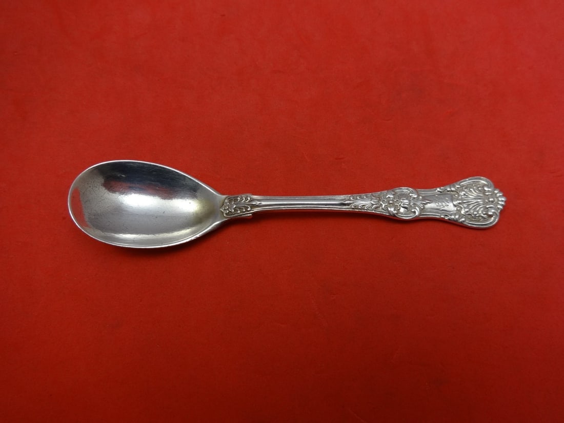 Tiffany & Co English King Sterling Silver Egg Spoon Monogrammed 4.5": Tiffany & Co English King Sterling Silver Egg Spoon Monogrammed 4.5" This exquisite egg spoon from Tiffany & Co. is crafted in the iconic English King pattern, showcasing the elegance and craftsmanshi