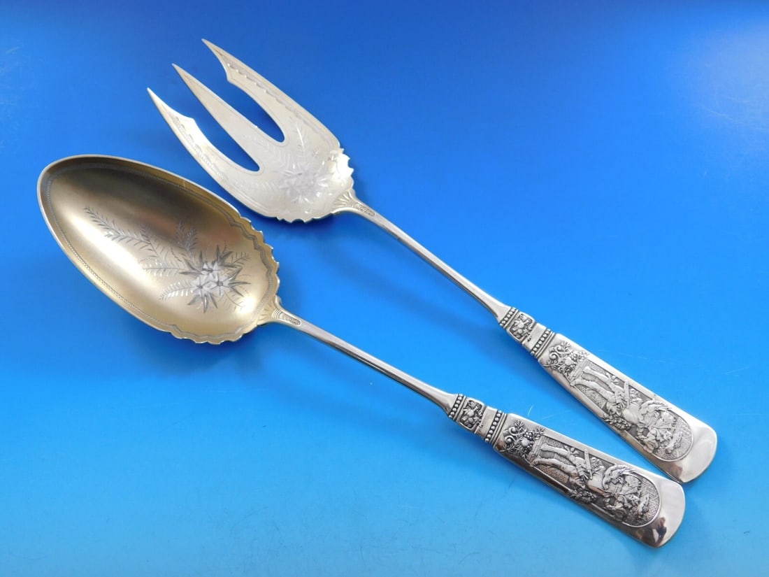 Gorham Fontainebleau Sterling Silver Salad Serving Set 2-Piece 10 1/2" (1 of 7)