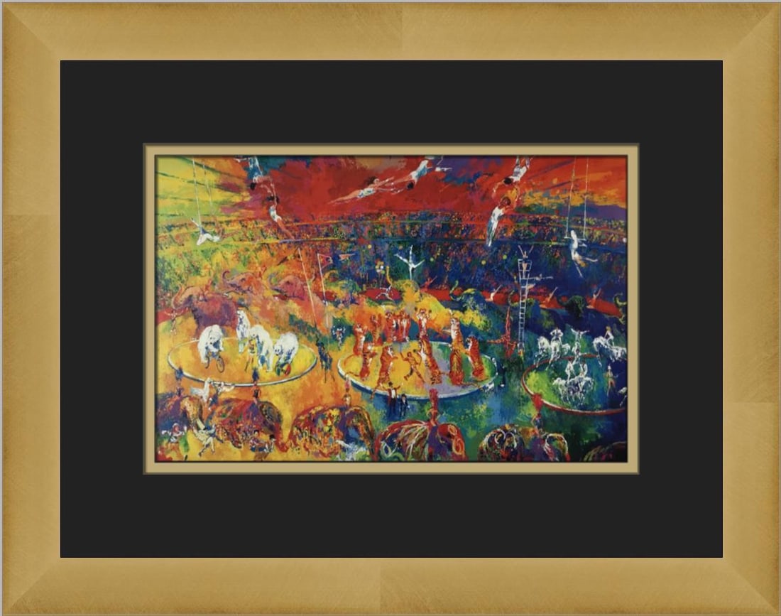 LeRoy Neiman Circus Impressionist Custom Framed Print: LeRoy Neiman Circus Impressionist Custom Framed Print This captivating custom framed print titled "Circus" by renowned artist LeRoy Neiman showcases vibrant figures in a circus setting. Created using