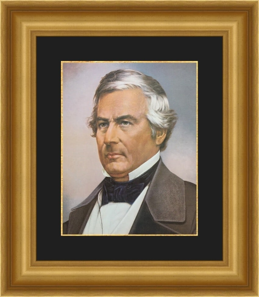 Millard Fillmore Custom Framed Print 21 x 24 in Lithograph: Millard Fillmore Custom Framed Print 21 x 24 in Lithograph This custom gallery framed print features a portrait of United States President Millard Fillmore, created using lithography techniques. The p