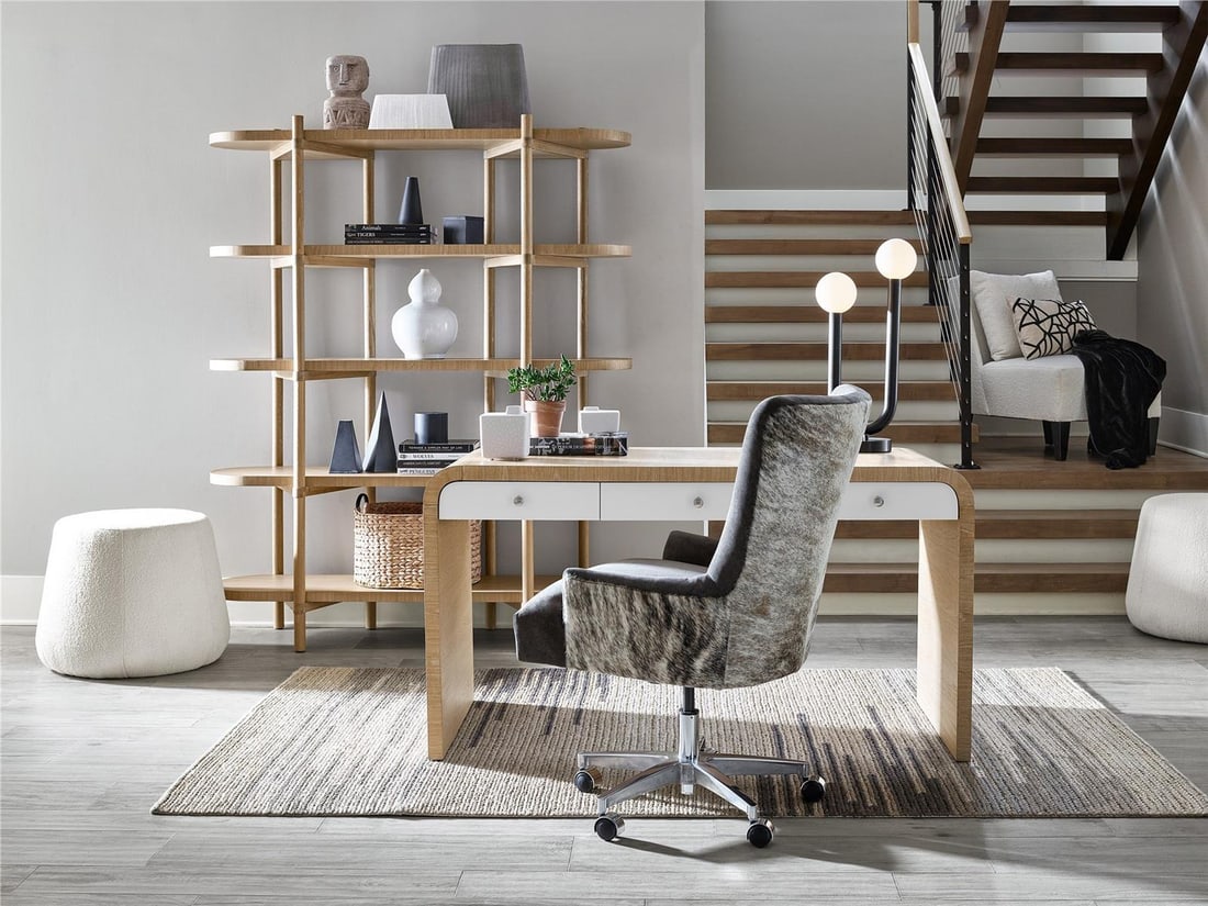 Universal Nomad White Oak Etagere 74H x 60W x 18D: Universal Nomad White Oak Etagere 74H x 60W x 18D Elevate your living space with this modern white oak etagere from the Nomad collection. Standing at 74 inches tall, this stylish piece offers ample sh