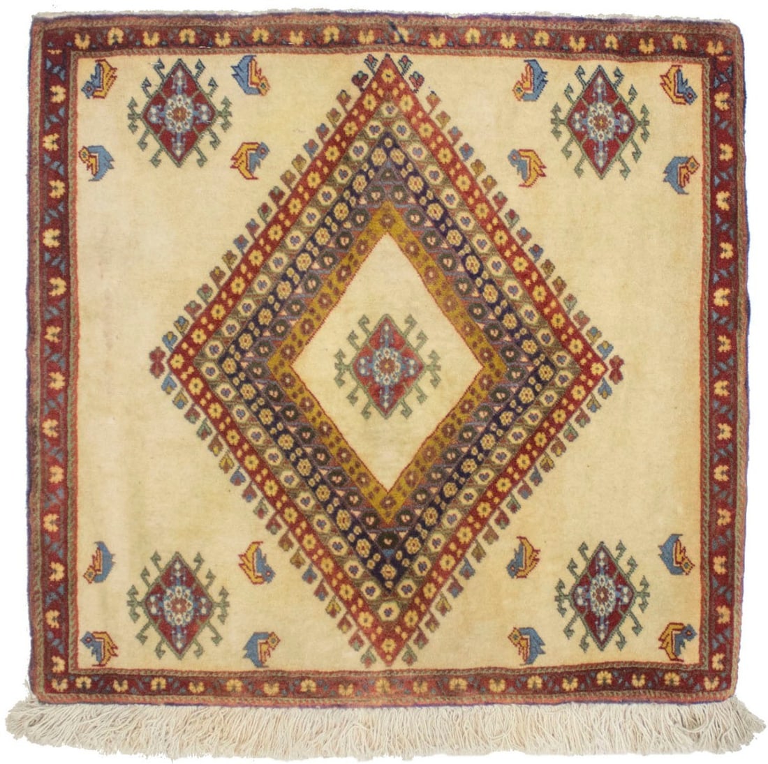 Vintage Hand-Knotted Tribal Square Rug 2'1 x 2'0 Eco-Friendly Wool: Vintage Hand-Knotted Tribal Square Rug 2'1 x 2'0 Eco-Friendly Wool This exquisite hand-knotted vintage tribal square rug is a perfect addition to any space, including your entryway, bathroom, or bedro