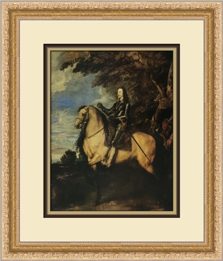 Anthony Van Dyck Equestrian Portrait of Charles I Custom Framed Art Print: Anthony Van Dyck Equestrian Portrait of Charles I Custom Framed Art Print This custom framed print features Anthony Van Dyck's renowned work, the 'Equestrian Portrait of Charles I.' Measuring 17 in. b