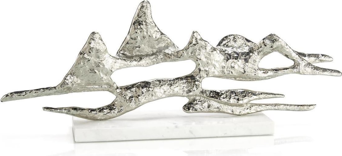 Transitional Landscape Sculpture by John-Richard in Nickel White Marble: Transitional Landscape Sculpture by John-Richard in Nickel White Marble Enhance your home decor with this stunning handcrafted landscape sculpture, meticulously designed to bring elegance and sophisti