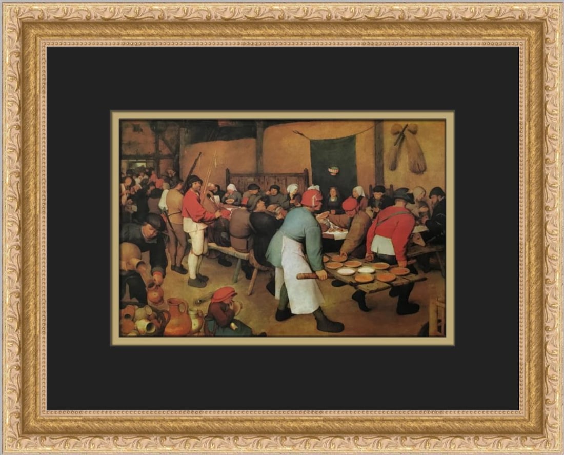 Pieter Bruegel Peasant Wedding Custom Framed Art Print 13x15: Pieter Bruegel Peasant Wedding Custom Framed Art Print 13x15 This custom framed print of Pieter Bruegel's "Peasant Wedding" is a stunning representation of realism, capturing the essence of a joyful c
