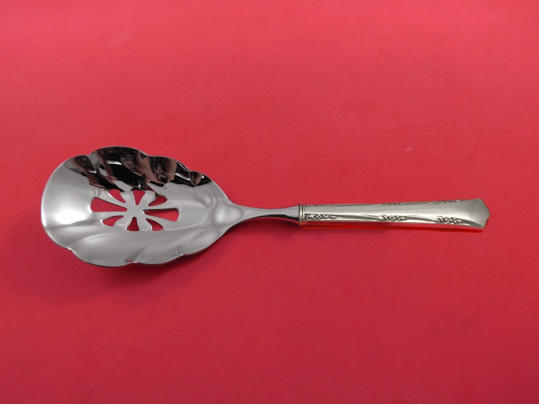 Gorham Greenbrier Sterling Silver Pierced Vegetable Spoon Custom Made 9 1/8: Gorham Greenbrier Sterling Silver Pierced Vegetable Spoon Custom Made 9 1/8 Experience elegance with the Greenbrier by Gorham Sterling Silver Vegetable Spoon. This exquisite serving piece features a h