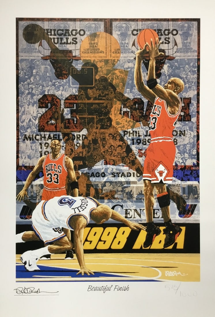 Michael Jordan Limited Edition Signed Lithograph by Rick Rush Custom Framed (1 of 10)