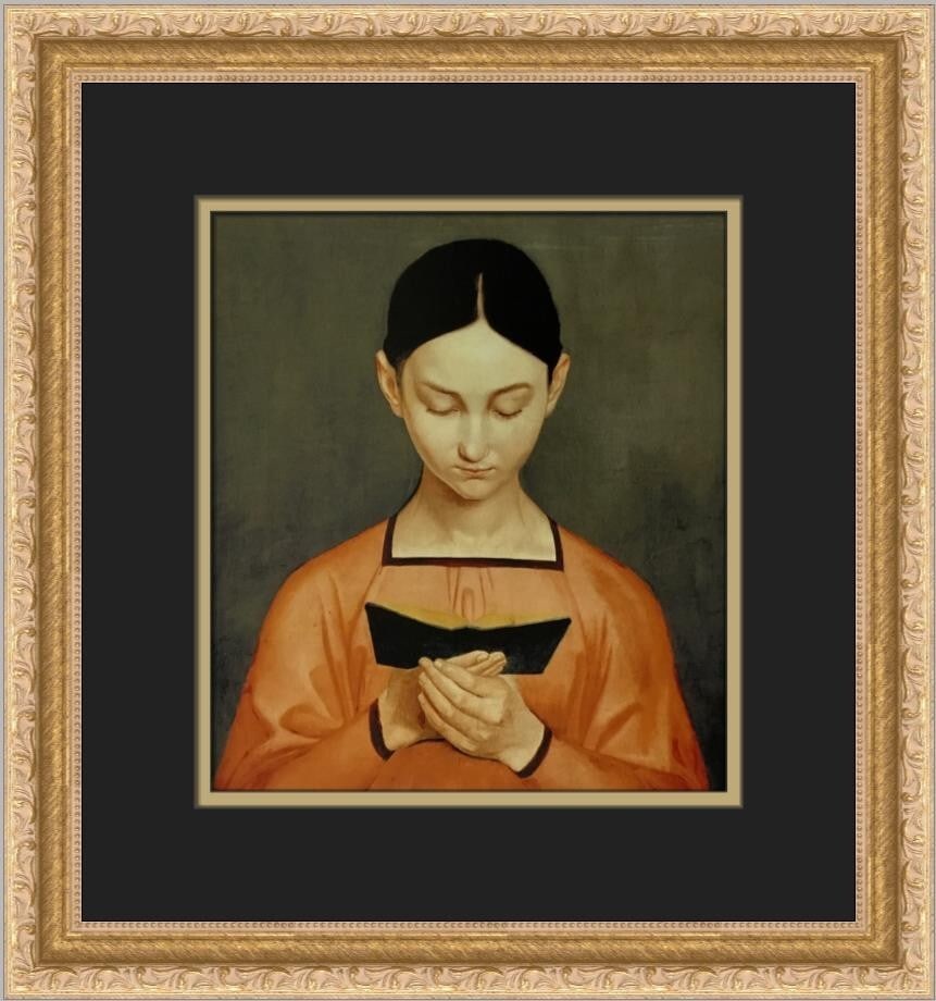 Gustav Adolph Henning A Girl Reading Custom Framed Art Print 14x14: Gustav Adolph Henning A Girl Reading Custom Framed Art Print 14x14 Discover the captivating beauty of Gustav Adolph Henning's "A Girl Reading," a stunning custom framed print that elegantly combines e