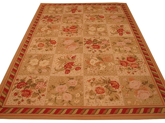 6' x 9' Beige Hand-Knotted Needlepoint Area Rug from China (1 of 6)