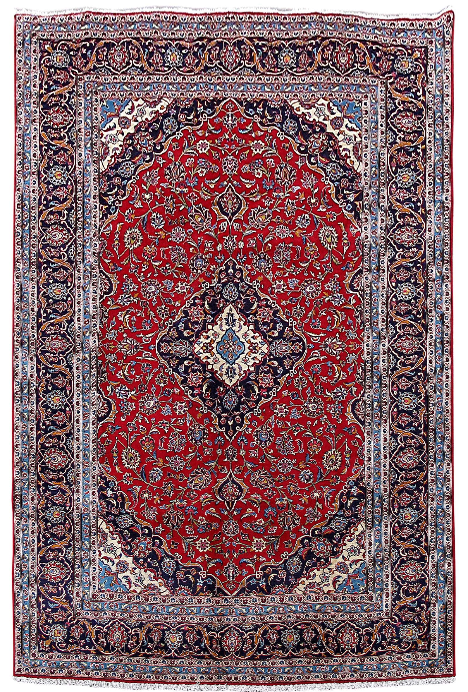 8 x 11.5 Authentic Persian Kashan Wool Rug Hand Knotted Iran Floral Medallion (1 of 6)