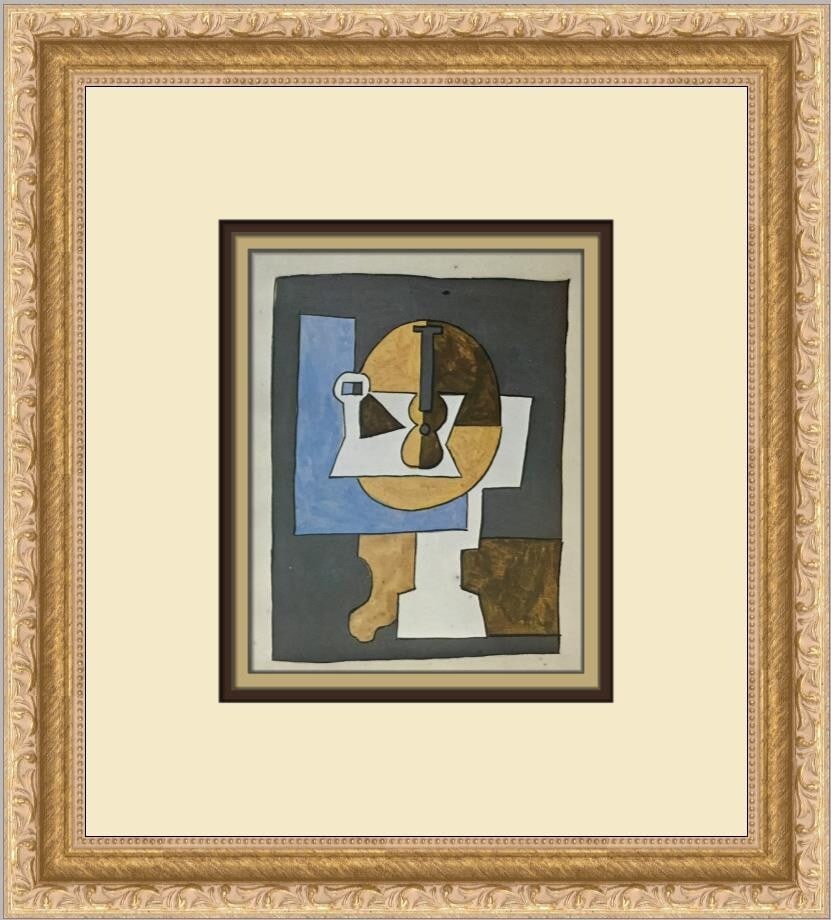 Pablo Picasso Fruit Bowl and Guitar Custom Framed Art Print 12x11 (1 of 2)