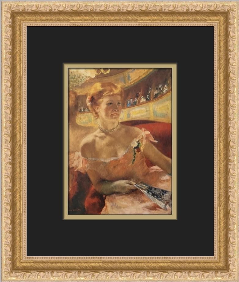 Framed Mary Cassatt Print Woman With A Pearl Necklace Offset Lithograph: Framed Mary Cassatt Print Woman With A Pearl Necklace Offset Lithograph This is a professionally custom-framed open edition print of Mary Cassatt's "Woman With A Pearl Necklace." The artwork is an off