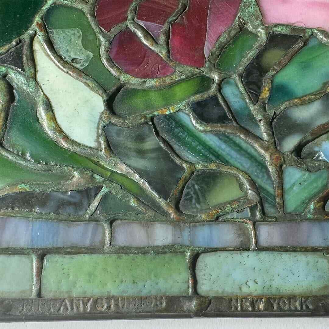 Antique Tiffany Studios Peony Border Floor Lamp Circa 1910 - 5