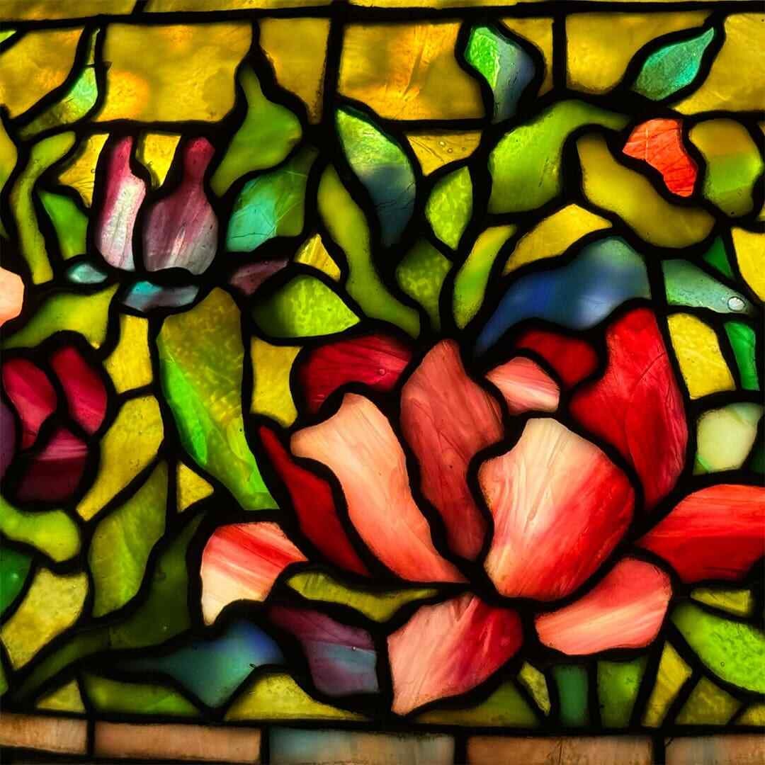 Antique Tiffany Studios Peony Border Floor Lamp Circa 1910 - 8