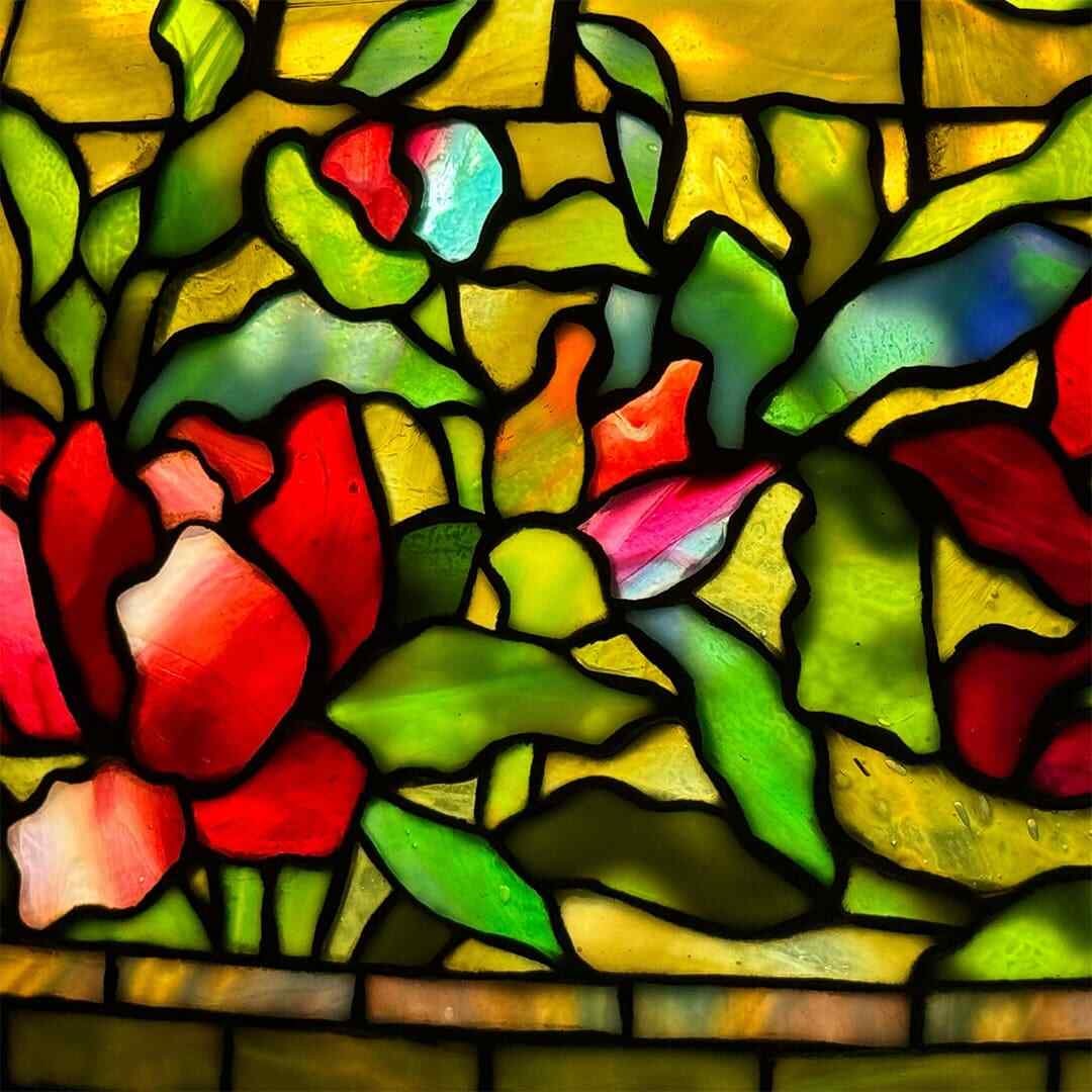 Antique Tiffany Studios Peony Border Floor Lamp Circa 1910 - 9