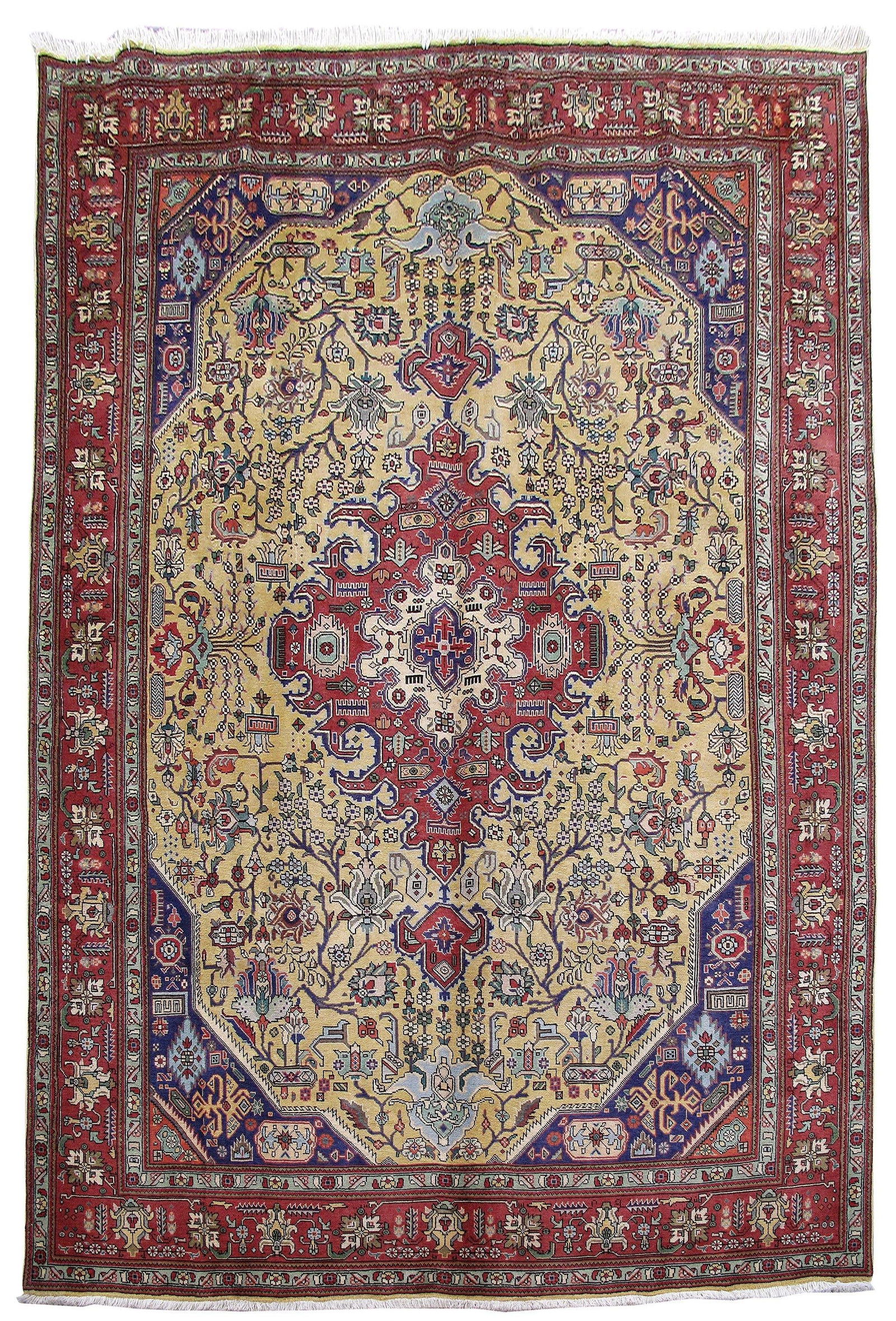 Handmade Ivory Persian Tabriz Wool Rug 8'1 x 11'11 from Iran (1 of 4)