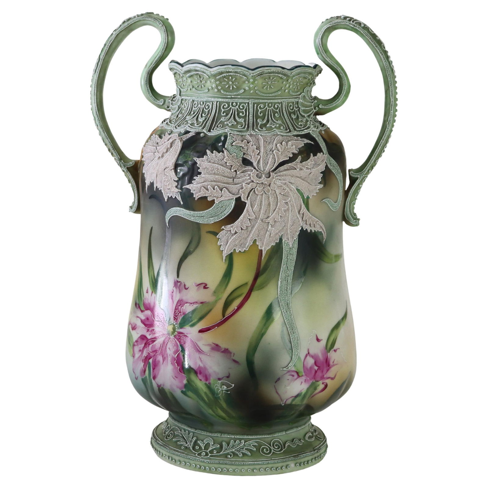 Early 20th Century Nippon Moriage Porcelain Vase with Signature circa 1920 (1 of 7)