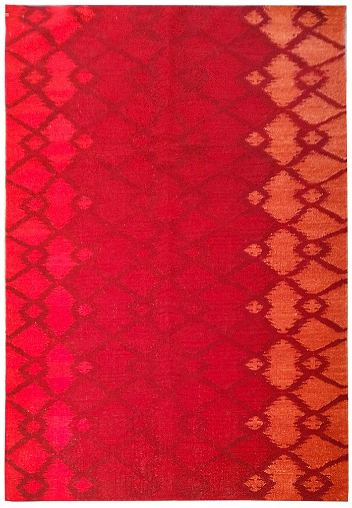 Vibrant 5' x 8' Contemporary Red Kilim Area Rug Handmade India (1 of 13)