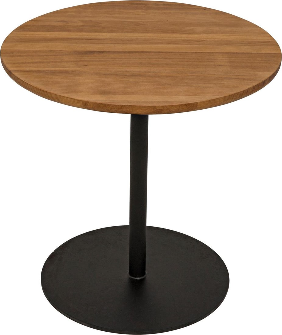 Noir Compact Ford Side Table Gold Teak Industrial Steel 20x20 Inches (1 of 5)