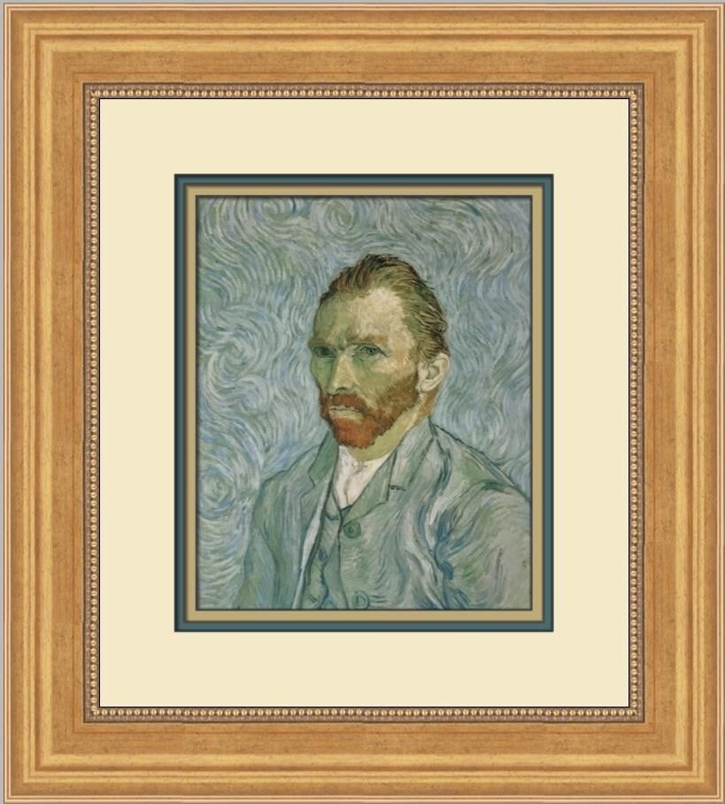 Vincent Van Gogh Self-Portrait Custom Framed Art Print 15 x 13: Vincent Van Gogh Self-Portrait Custom Framed Art Print 15 x 13 This stunning custom framed print features Vincent Van Gogh's renowned Self-Portrait, capturing the essence of Impressionism. Measuring 1