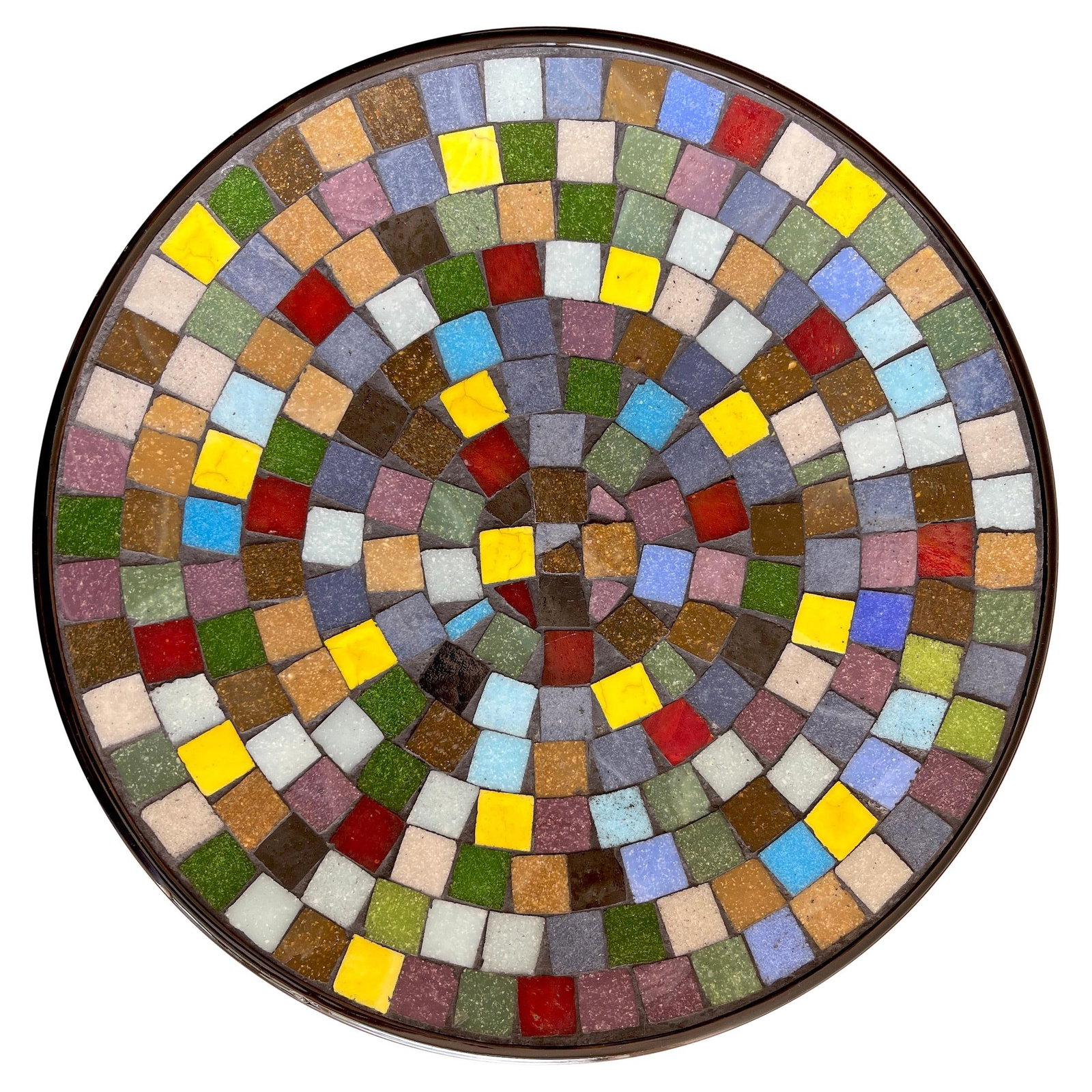 Mid-Century Danish Modern Colorful Mosaic Charger 1960s: Mid-Century Danish Modern Colorful Mosaic Charger 1960s This Danish Modern Colorful Mosaic Vide-Poche or Charger is a stunning example of Mid-Century Modern design. Crafted in Denmark during the 1960s