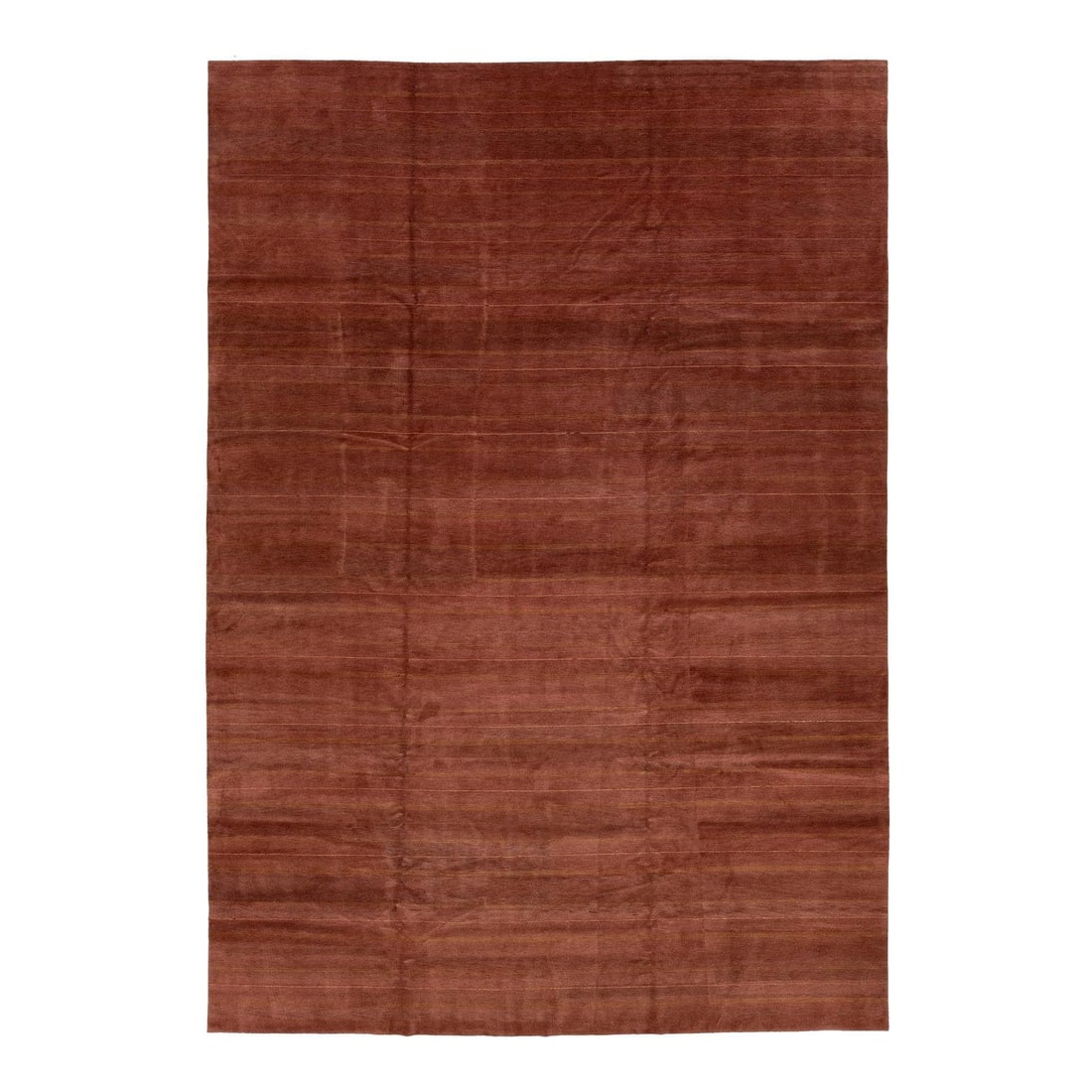 Contemporary Tibetan Wool Rug Terracotta Golden Stripe 11'6 x 16'5 (1 of 9)