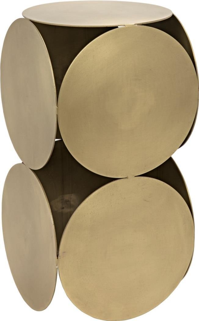 Noir Lola Brass Industrial Style Side Table: Noir Lola Brass Industrial Style Side Table Enhance your chic interior with this Elegant Antique Style Brass Side Table. Crafted in a vintage aesthetic, this side table features a stunning antique bra