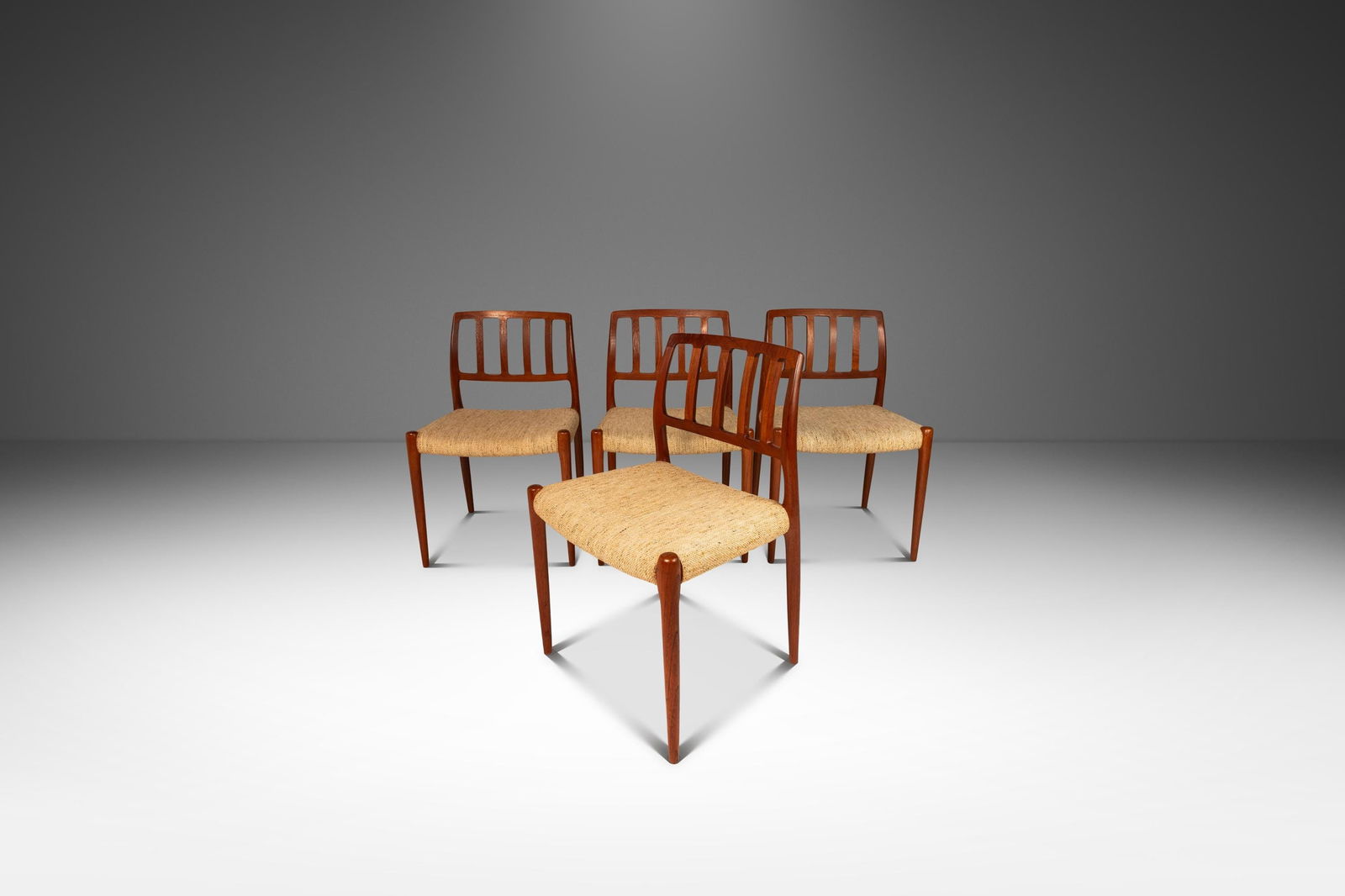 Set of 4 Niels Otto Moller Model 83 Teak Dining Chairs Denmark 1970s Original Fabric (1 of 10)