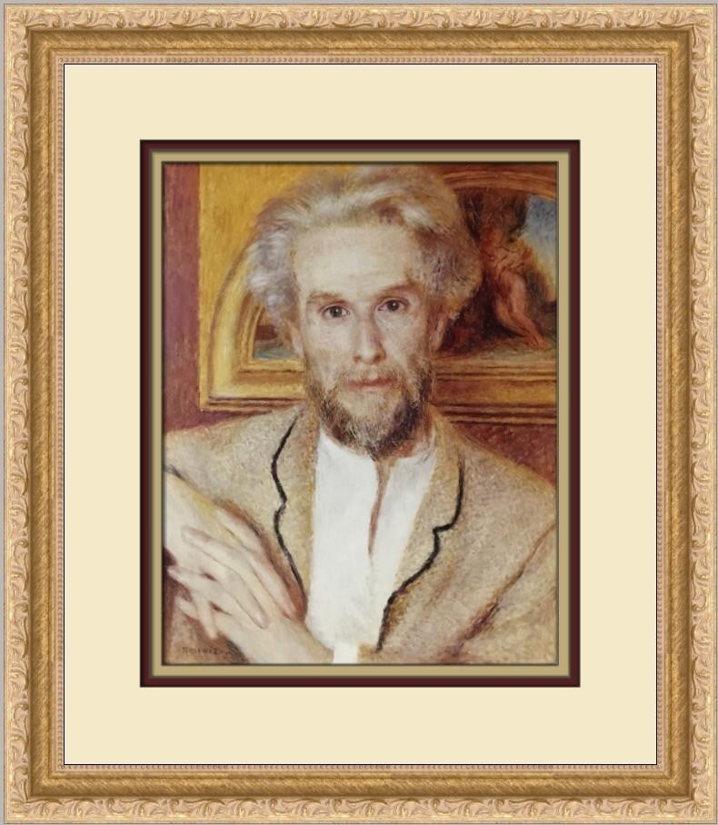 Renoir Portrait of M Chocquet Custom Framed Print 16x14 Impressionism: Renoir Portrait of M Chocquet Custom Framed Print 16x14 Impressionism This stunning custom framed print features Pierre-Auguste Renoir's renowned artwork, "Portrait of M Chocquet." Measuring 16 in. ta