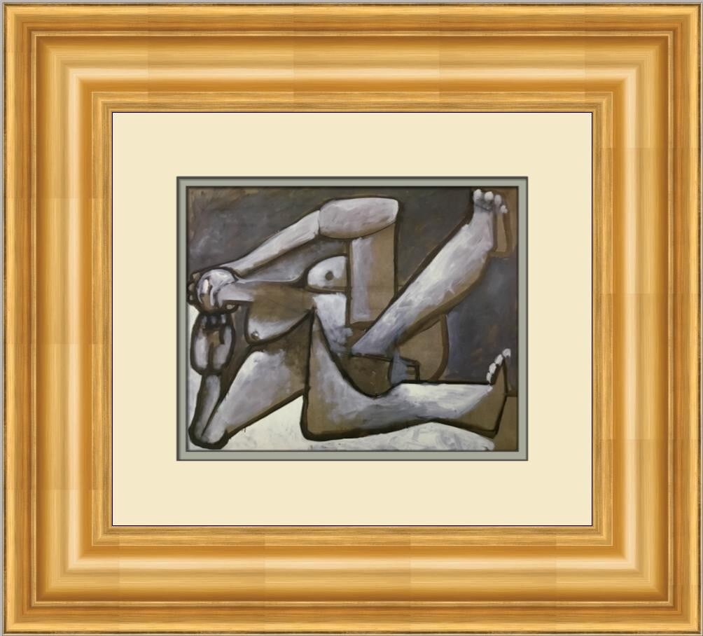 Pablo Picasso Reclining Woman II Framed Print 1985 Surrealism Art: Pablo Picasso Reclining Woman II Framed Print 1985 Surrealism Art This stunning custom framed print titled "Reclining Woman II" by Pablo Picasso showcases the artist's iconic surrealist style. Measuri