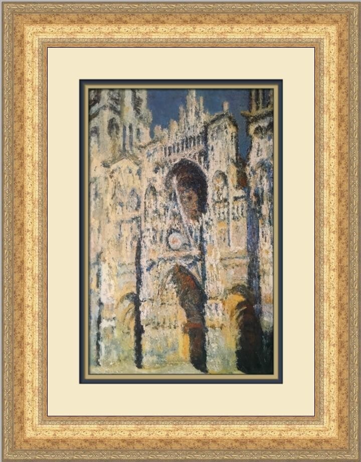 Claude Monet Rouen Cathedral Custom Framed Art Print 1987: Claude Monet Rouen Cathedral Custom Framed Art Print 1987 This exquisite custom framed print features Claude Monet's "Rouen Cathedral Portal and Albane Tower," capturing the essence of Impressionism.