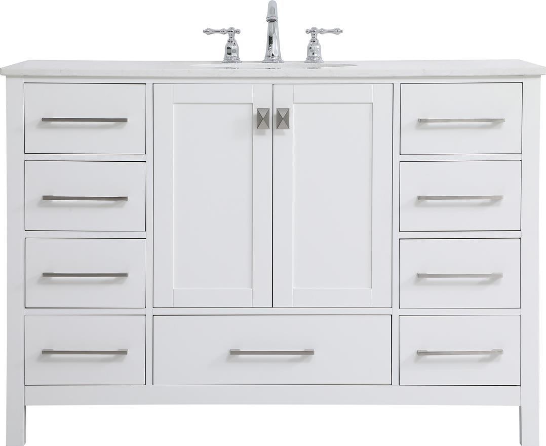 Elegant Lighting 48 Inch Classic Bathroom Vanity in White Brushed Nickel Finish: Elegant Lighting 48 Inch Classic Bathroom Vanity in White Brushed Nickel Finish Introducing the Classic 48" Bathroom Vanity, a stunning piece that combines timeless design with modern functionality. T