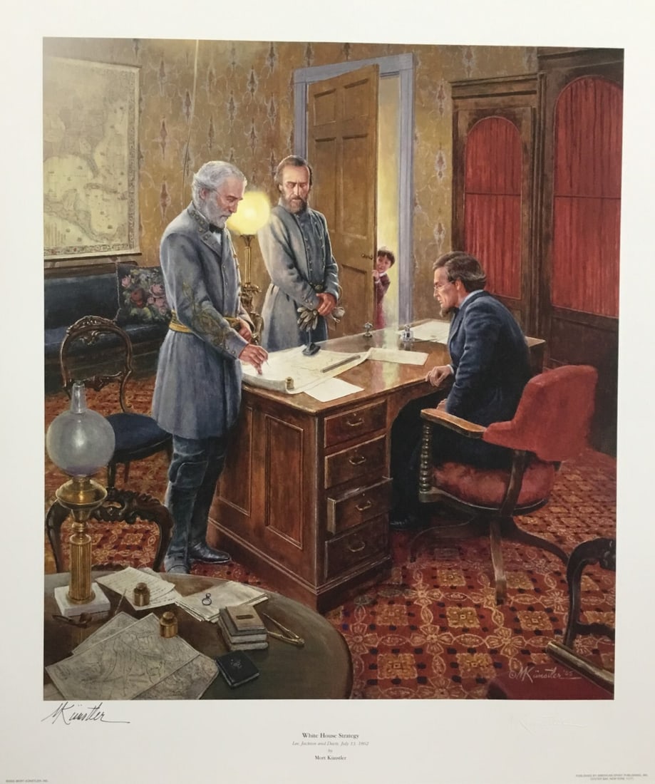 Mort Kunstler Signed White House Strategy AP Limited Edition Print: Mort Kunstler Signed White House Strategy AP Limited Edition Print This stunning print titled "White House Strategy" by renowned artist Mort Kunstler captures a moment in history with a realistic port