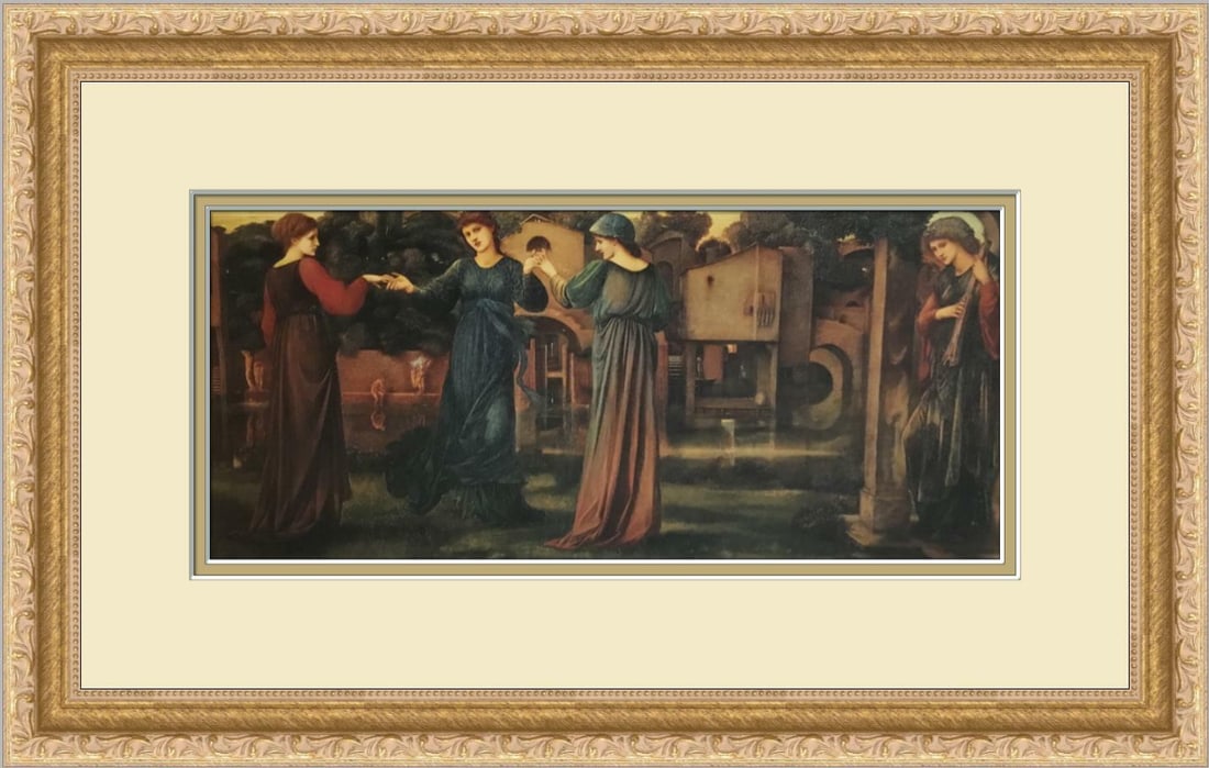 Edward Burne-Jones The Mill Custom Framed Art Print 18.5 x 12: Edward Burne-Jones The Mill Custom Framed Art Print 18.5 x 12 This beautifully custom-framed print titled "The Mill" by Edward Burne-Jones captures enchanting figures in a portrait orientation. Measur