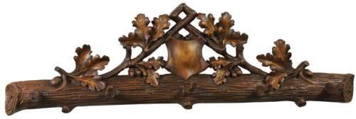 Bavarian Lodge Style Carved Coat Hook with Crest Oak Leaf: Bavarian Lodge Style Carved Coat Hook with Crest Oak Leaf This item is made at time of order. Please allow 42 to 70 days for production. Elevate your entryway with this stunning Bavarian Carved Coat H