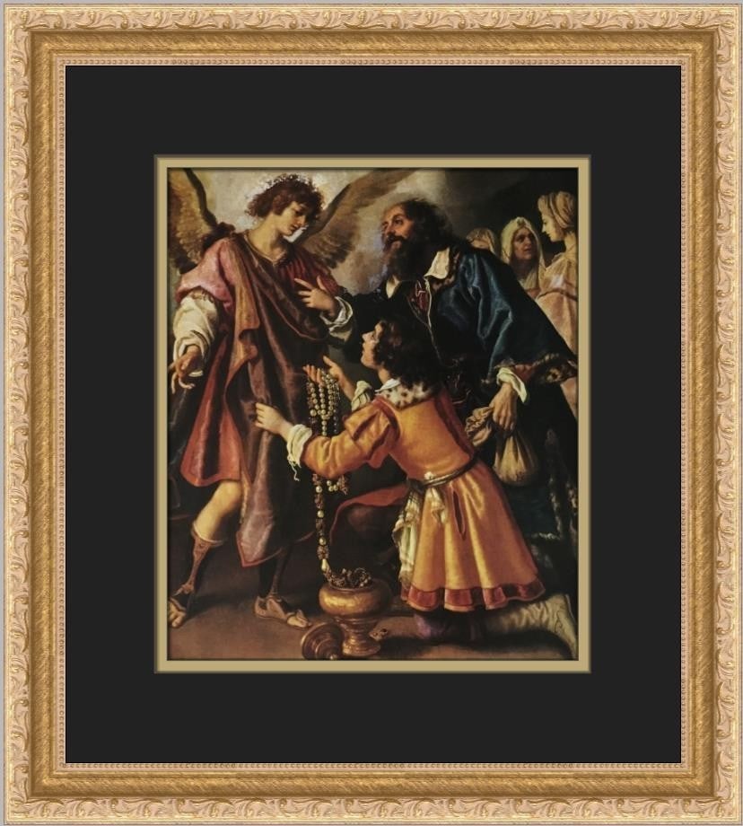 Giovanni Bilivert The Angel Receives Tobias Gifts Custom Framed Print 14x16: Giovanni Bilivert The Angel Receives Tobias Gifts Custom Framed Print 14x16 This stunning custom framed print features Giovanni Bilivert's artwork titled "The Angel Receives the Gifts of Tobias." The