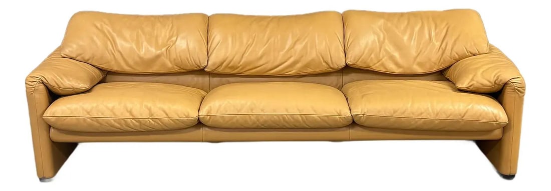 1970s Vico Magistretti Tan Leather Maralunga Sofa for Cassina (1 of 9)