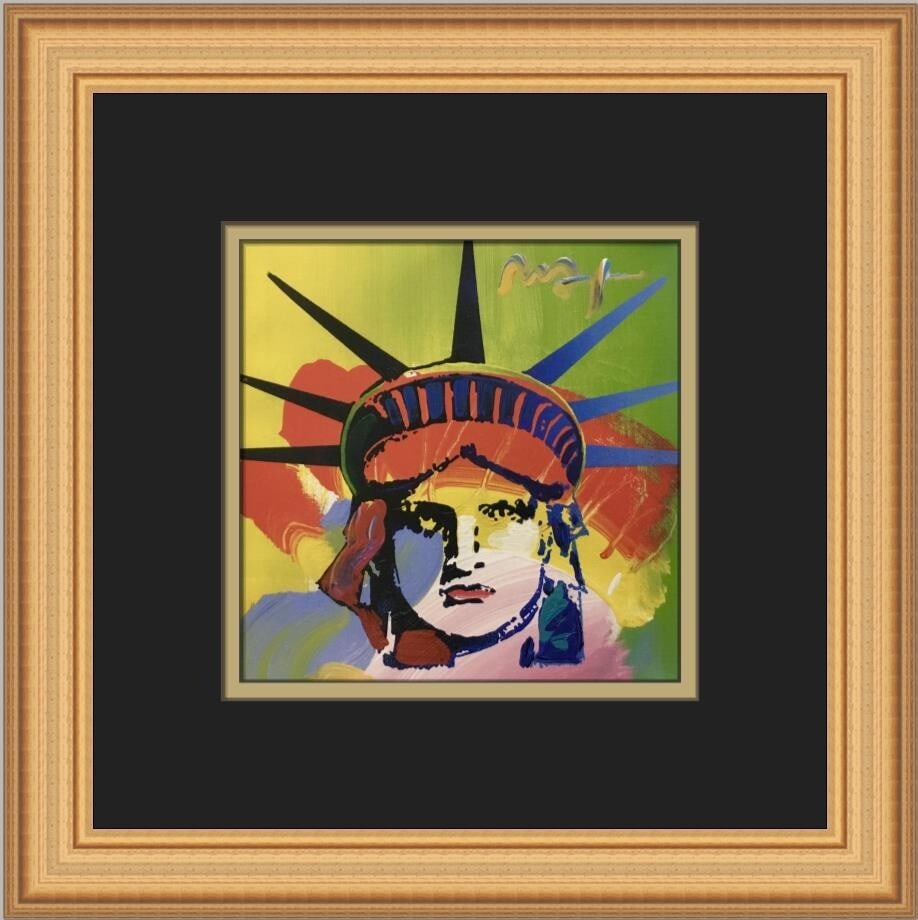 Peter Max Liberty Head 04 Custom Framed Pop Art Print 12x12 (1 of 2)