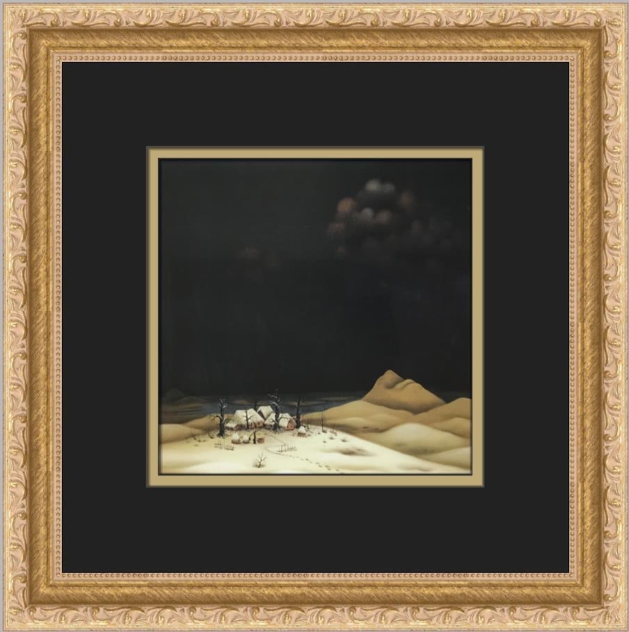 Mijo Kovacic Winter Custom Framed Surrealist Print 12.5x12.5: Mijo Kovacic Winter Custom Framed Surrealist Print 12.5x12.5 This stunning custom framed print titled "Winter" by artist Mijo Kovacic showcases a surrealistic landscape, reflecting the beauty of Croat
