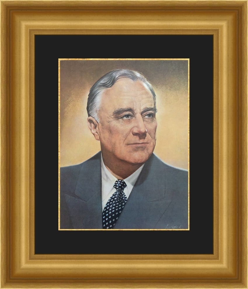 Franklin D Roosevelt Custom Gallery Framed Print 21 x 24 Portrait Art: Franklin D Roosevelt Custom Gallery Framed Print 21 x 24 Portrait Art This custom gallery framed print features President Franklin D. Roosevelt, capturing the essence of a pivotal figure in American h