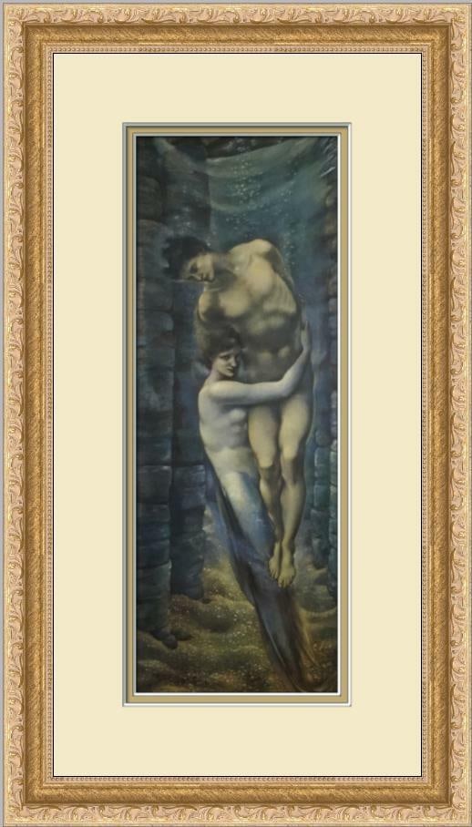 Edward Burne-Jones The Depths of the Sea Custom Framed Print 11 x 18.5: Edward Burne-Jones The Depths of the Sea Custom Framed Print 11 x 18.5 This stunning custom framed print titled "The Depths of the Sea" by Edward Burne-Jones captures the essence of figurative art wit