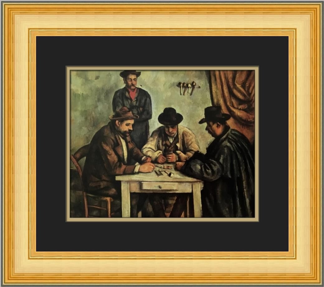 Paul Cezanne The Card Players Custom Framed Offset Lithograph Print: Paul Cezanne The Card Players Custom Framed Offset Lithograph Print This exquisite custom framed print titled "The Card Players" is a stunning representation of Paul Cezanne's Impressionist style. Mea