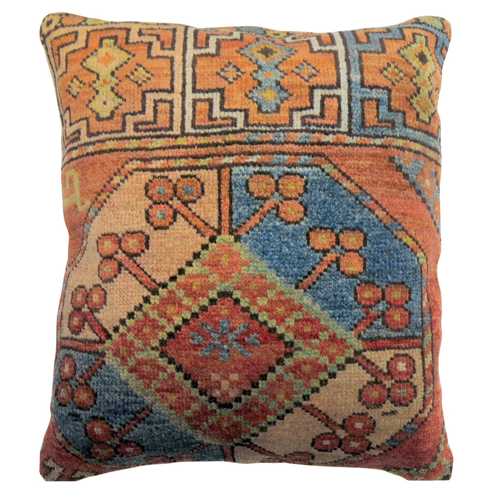 Rustic Tribal Afghan Rug Pillow 18 x 20 Antique Ersari Design: Rustic Tribal Afghan Rug Pillow 18 x 20 Antique Ersari Design Elevate your home decor with this exquisite Rustic Tribal Afghan Rug Pillow, crafted from a 19th-century antique Ersari rug. This unique p
