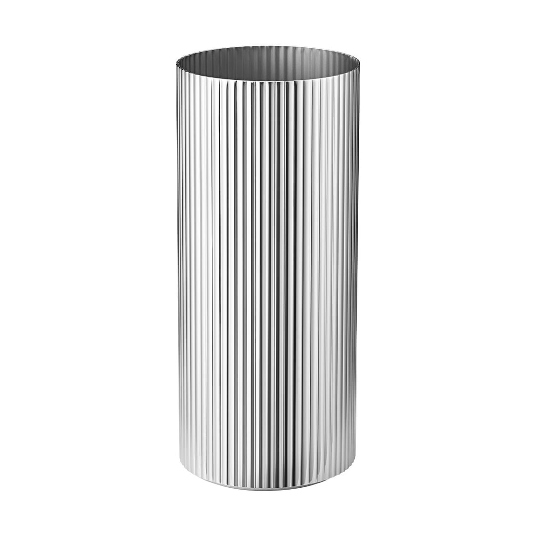 Georg Jensen Bernadotte Medium Stainless Steel Table Vase Vintage: Georg Jensen Bernadotte Medium Stainless Steel Table Vase Vintage Enhance your table decor with the Bernadotte Medium Vase by Georg Jensen. This striking cylindrical vase is crafted from premium stain
